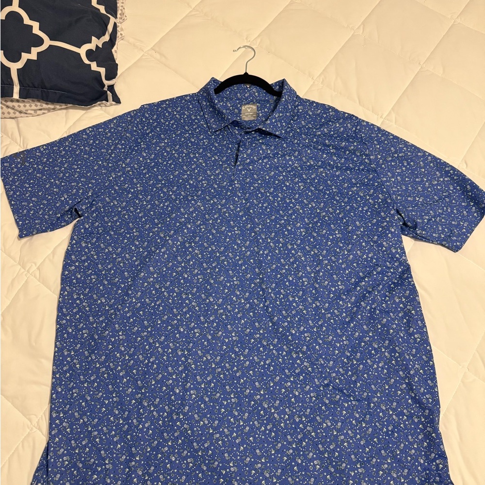 Callaway Blue Polo Shirt with Subtle Pattern